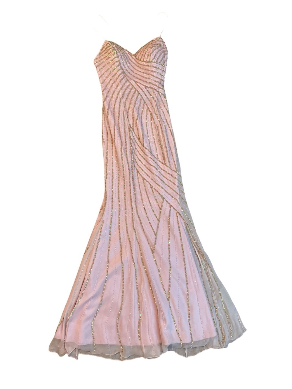 Riva Designs Pink Evening Gown with Beaded Accents